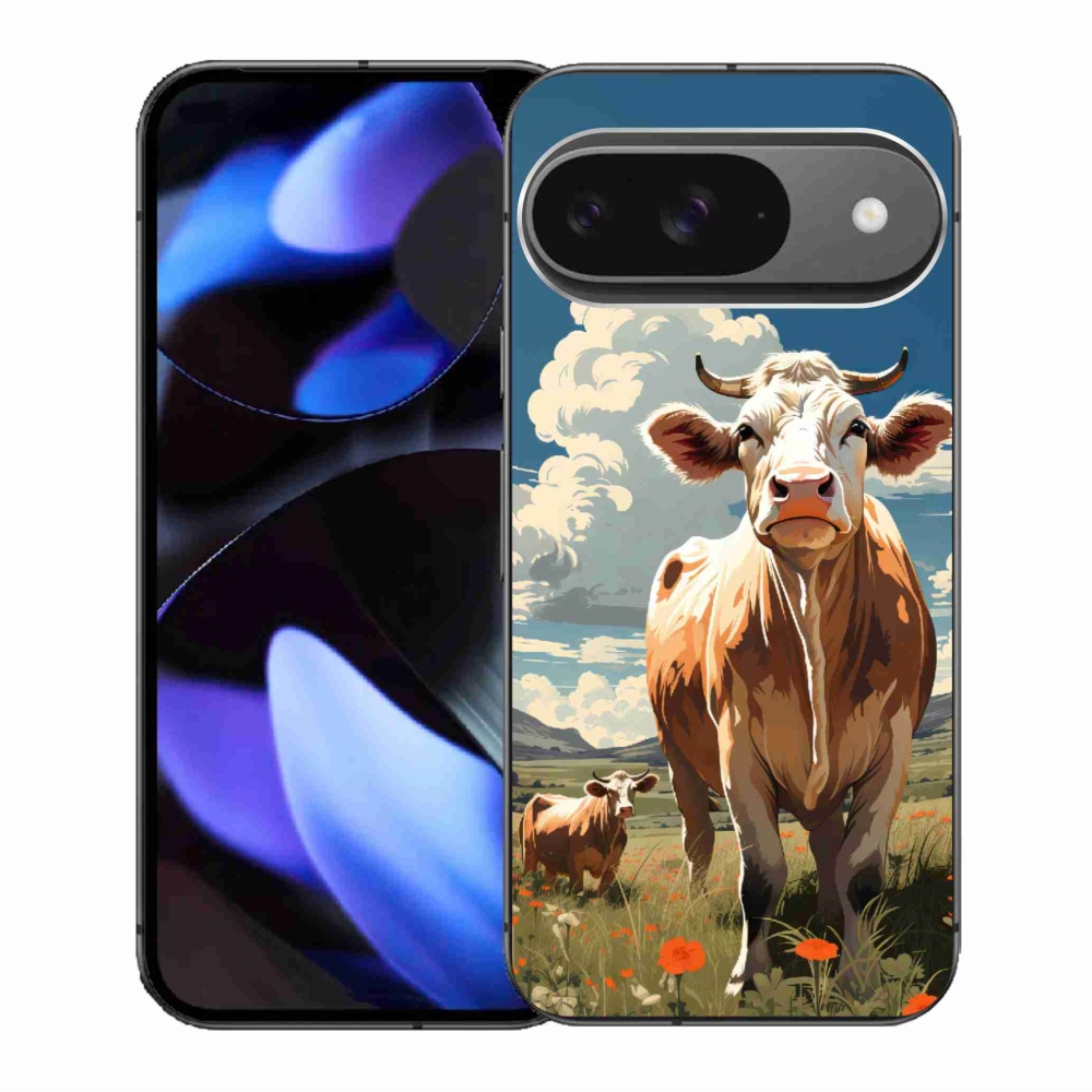 Zselés borítás mmCase a Google Pixel 9/9 Pro számára - tehenek a réten