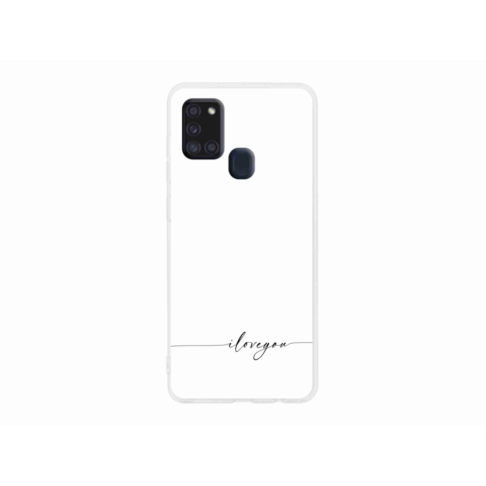 Gél borító mmCase Samsung Galaxy A21s készülékhez - I love you fehér háttérrel