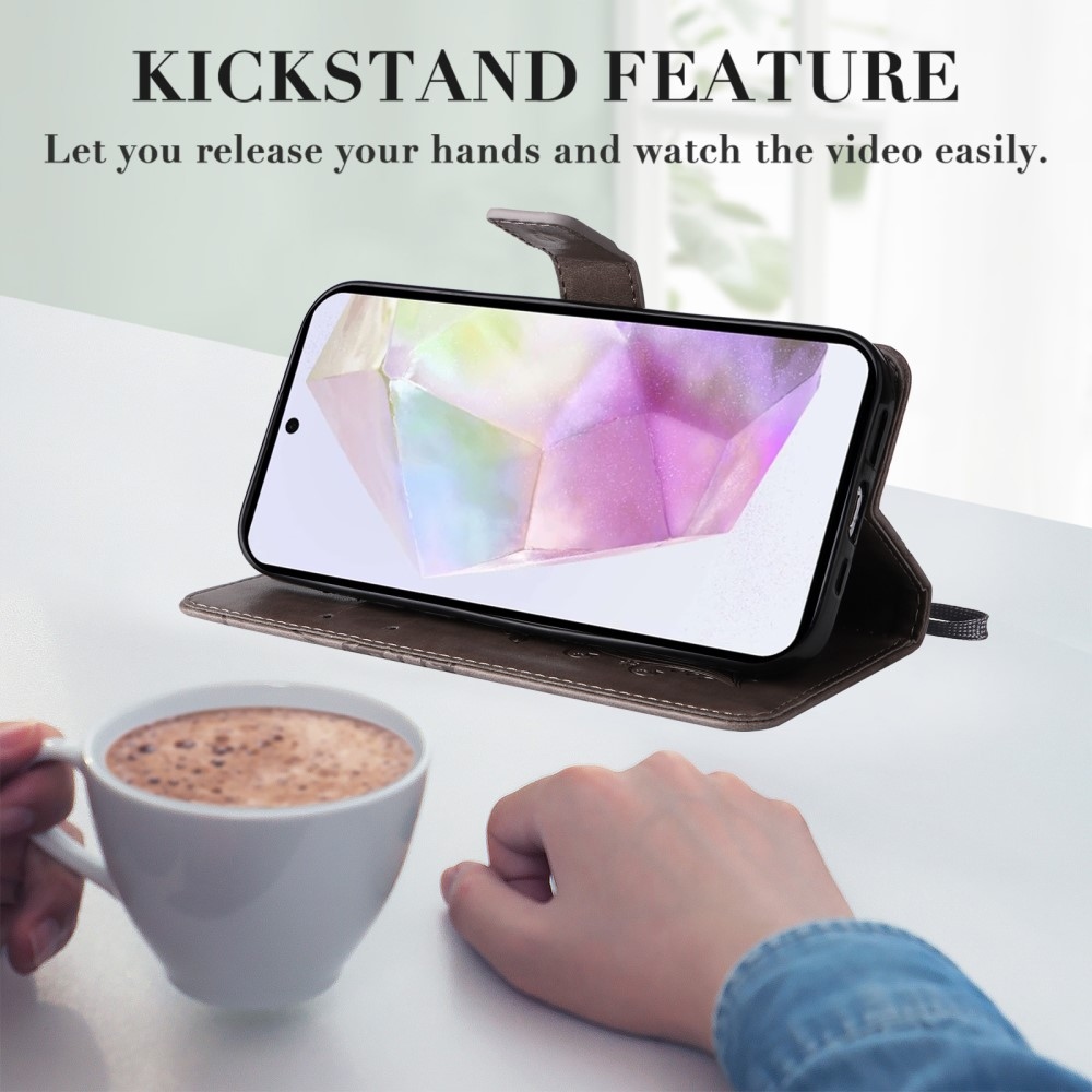 Nagy pillangó könyv tok Samsung Galaxy A36 5G - szürke