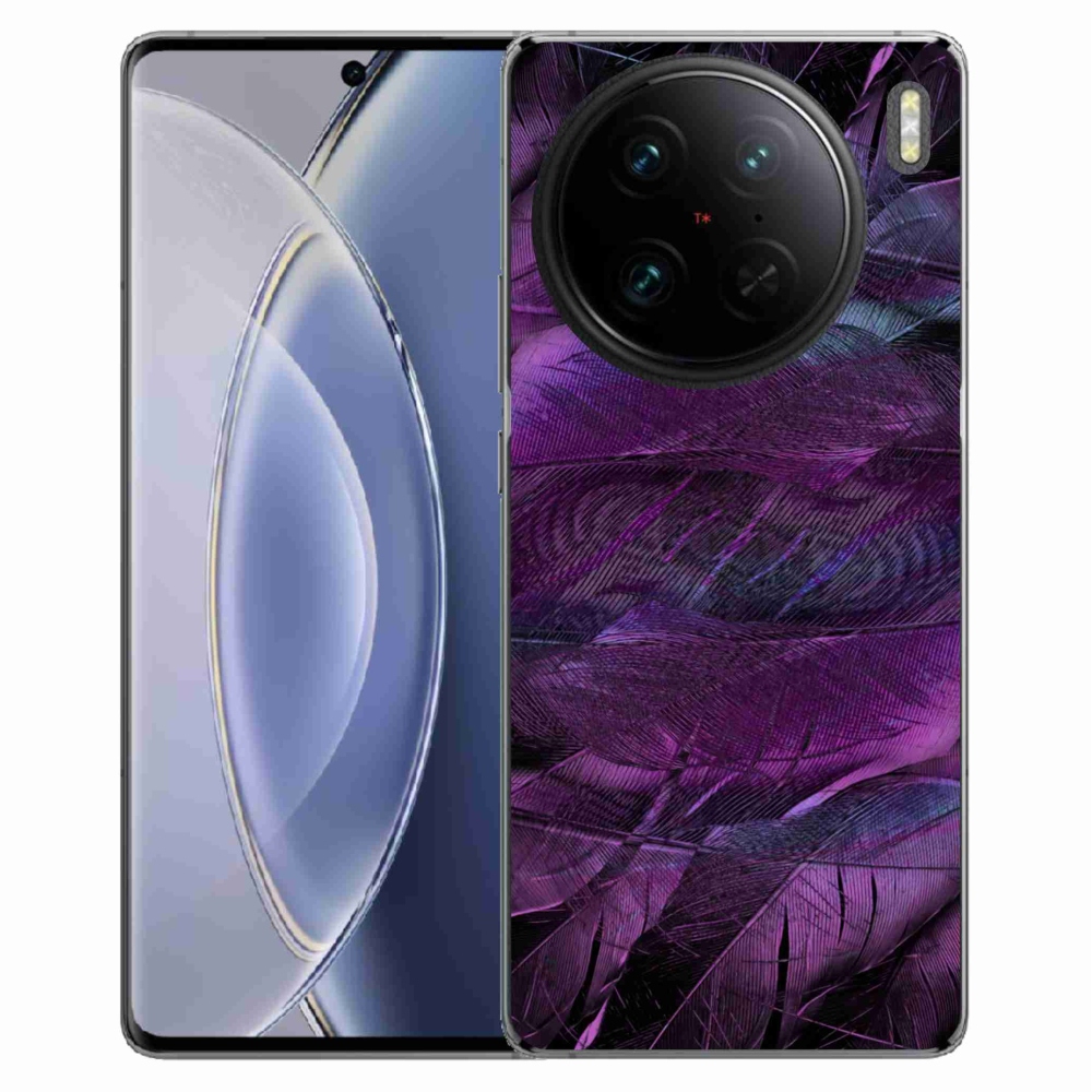 Zselés borítás mmCase Vivo X90 Pro - lila tollakhoz