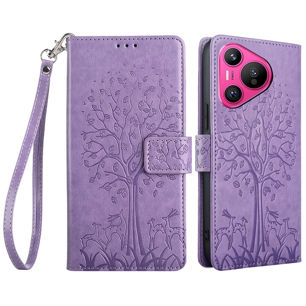 Fa könyvtáska Huawei Pura 70-hez - lila
