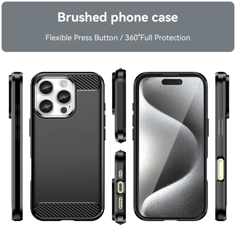 Carbon tartós zselés tok iPhone 16 Pro készülékhez - fekete