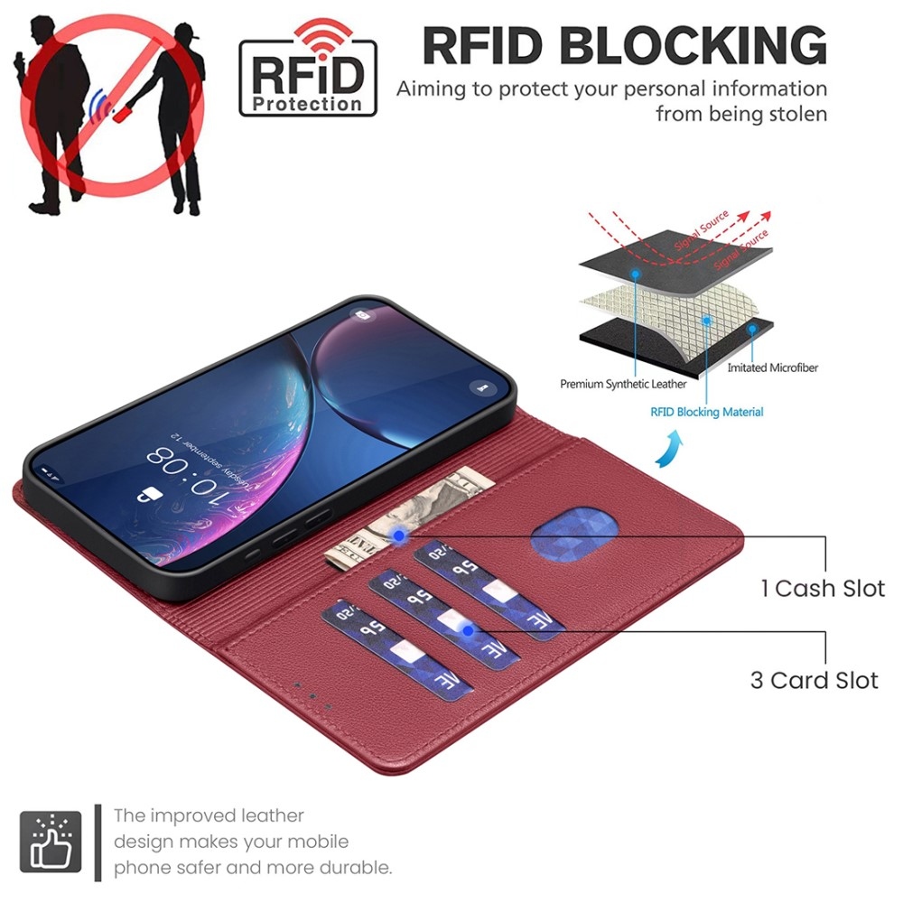 BINFEN könyv tok Xiaomi Redmi A5 (171.7x77.8x8.3mm) - piros