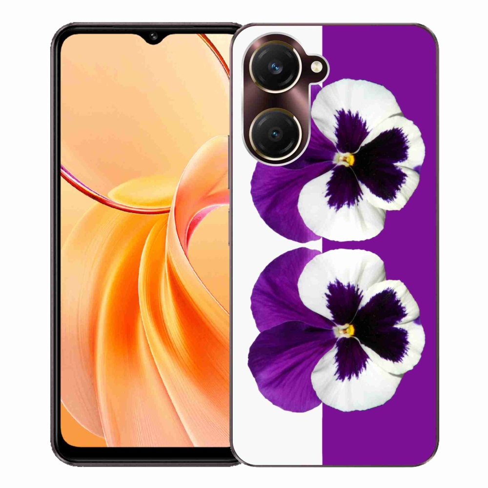 Zselés borító mmCase a Vivo Y28s 5G-hez - lila és fehér virág