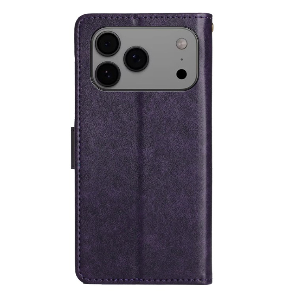Virágok könyv tok iPhone 17 Pro Max készülékhez - sötétlila