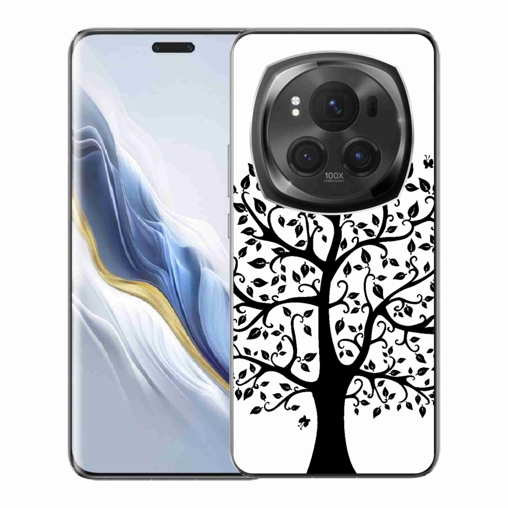 Zselés borítás mmCase a Honor Magic 6 Pro 5G számára - fekete és fehér fa