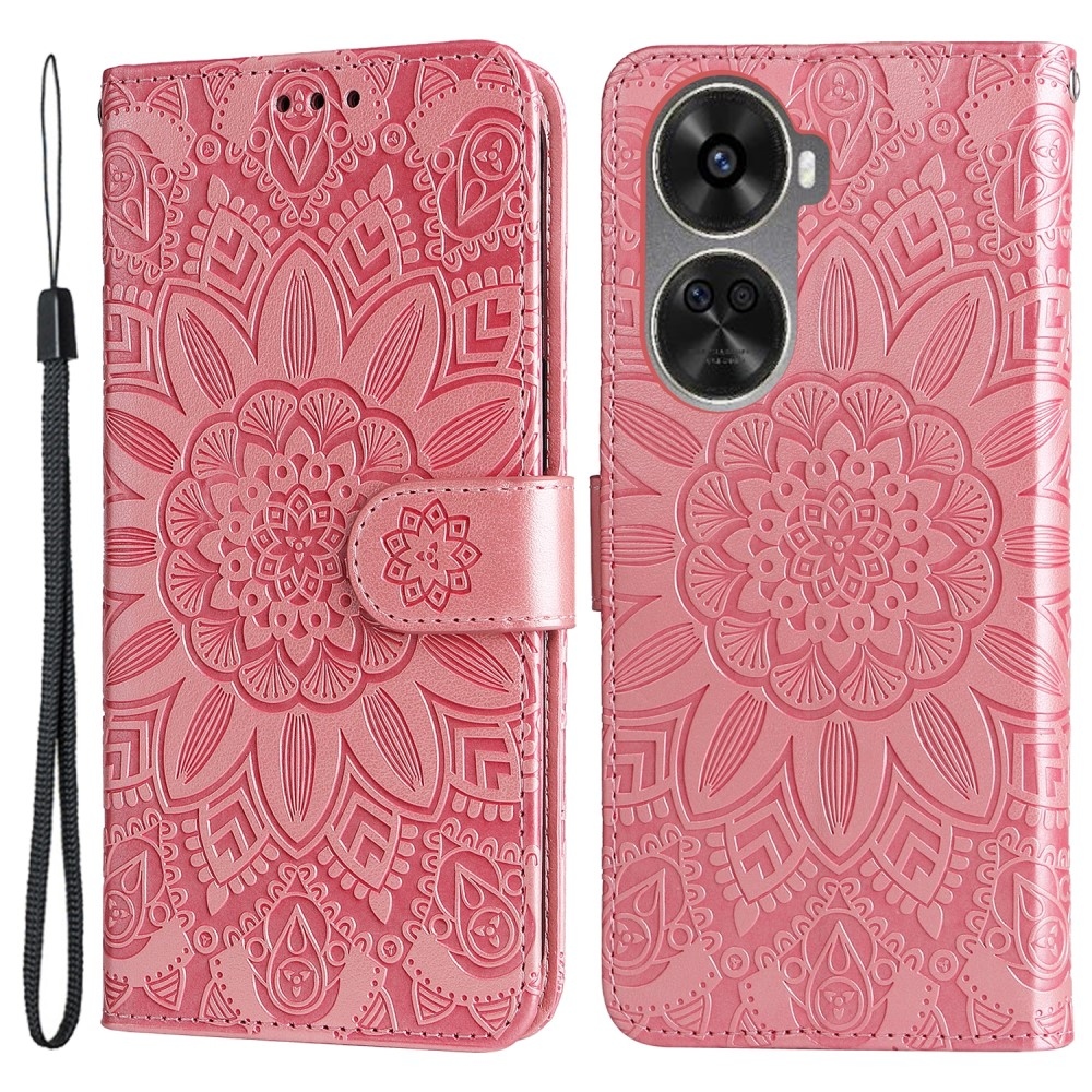 Napraforgó könyvtáska Huawei Nova 12 SE-hez - rózsaszín