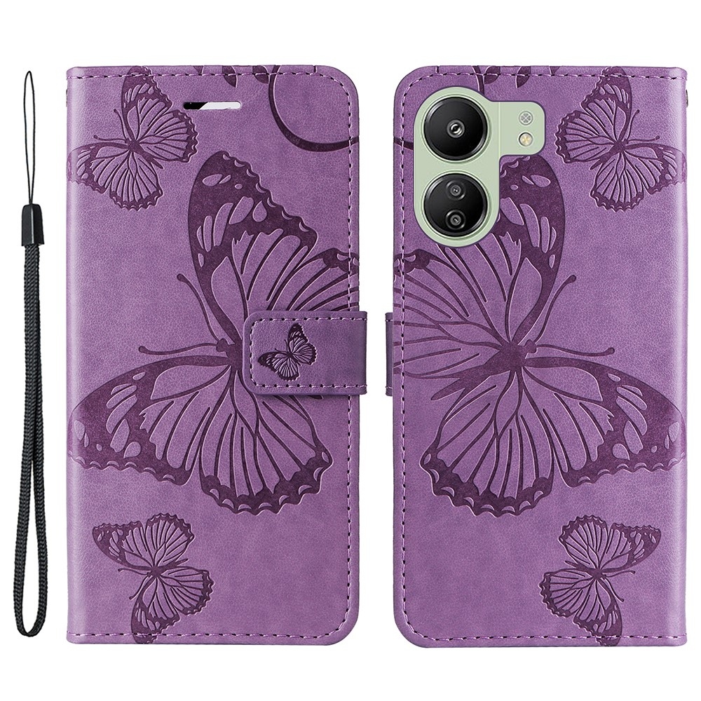 Nagy pillangó könyv tok Xiaomi Poco C65/Redmi 13C - lila