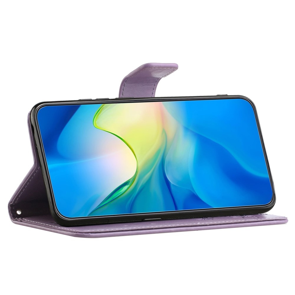 Virágos könyv tok Samsung Galaxy A15 4G/5G készülékhez - világos lila