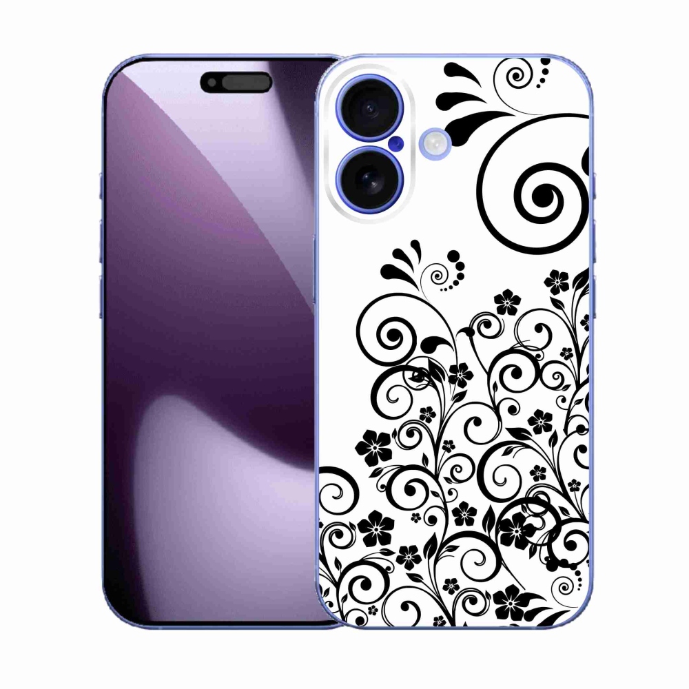 Zselés borítás mmCase iPhone 17 készülékhez - fekete és fehér virágminták