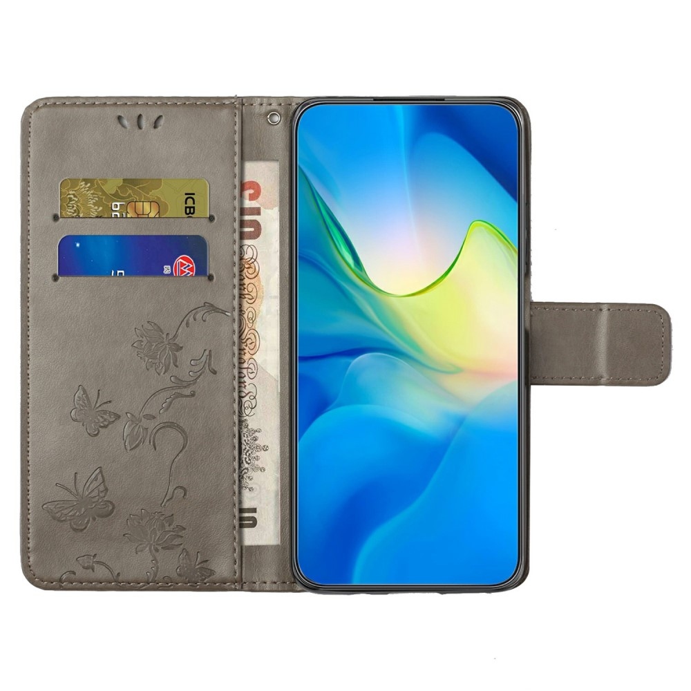 Virágos könyvtáska Samsung Galaxy A26 5G - szürke
