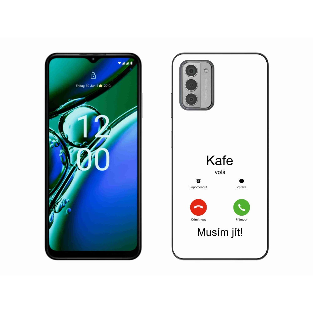 Zselés borító mmCase a Nokia G42 készülékhez - kávé hívó fehér háttér