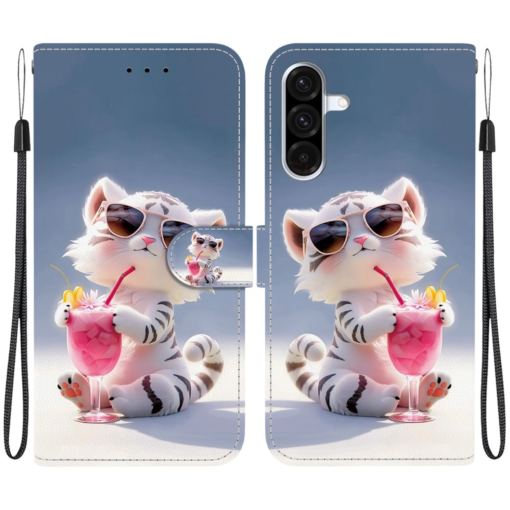 Sokoldalú könyvtáska Samsung Galaxy A36 5G/A56 5G - fehér tigris