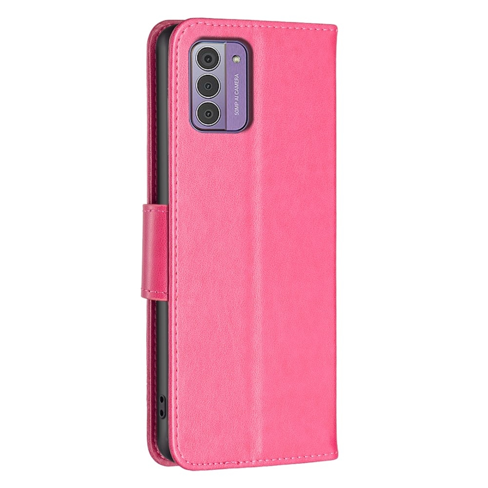 Pillangó könyvtáska Nokia G42-hez - rózsaszínű