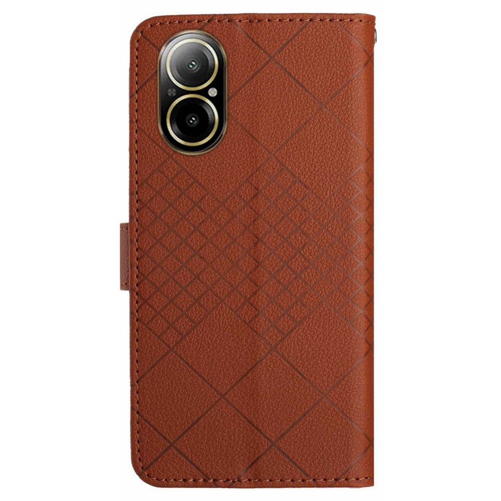 Textúrás könyvtáska mobiltelefonhoz Realme C67 - barna