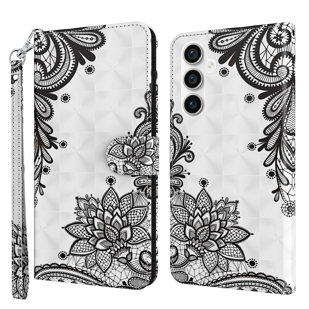Nyomtatott könyv tok Samsung Galaxy S23 FE készülékhez - csipke virág