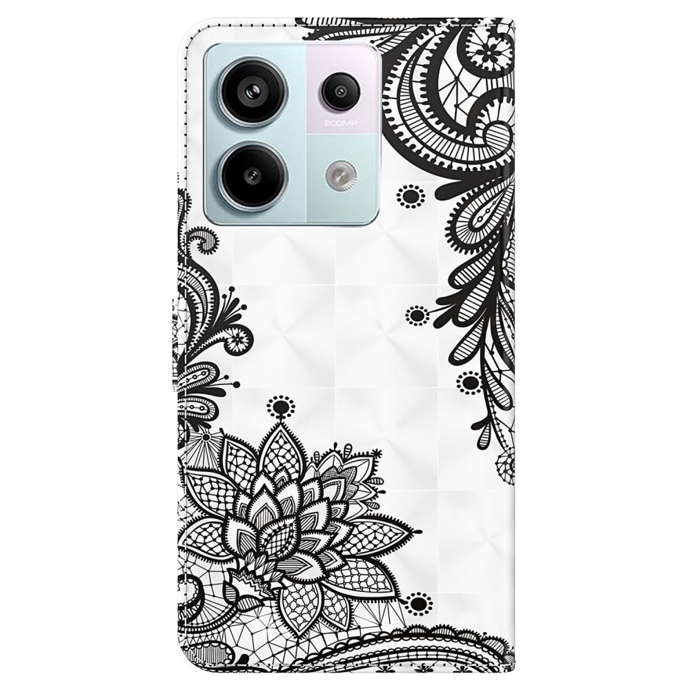 Nyomtatás könyv tok Xiaomi Redmi Note 13 Pro 5G/Poco X6 5G - csipke virág