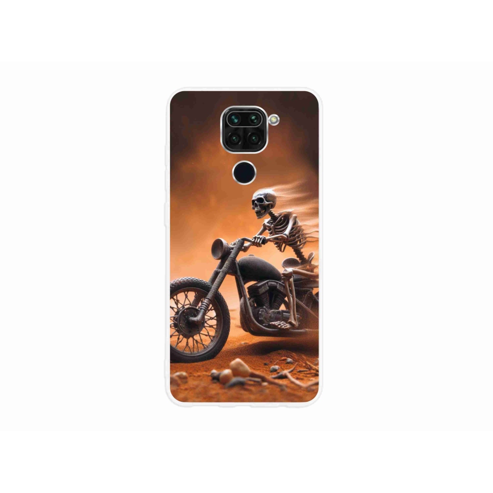 Gél borítás mmCase a Xiaomi Redmi Note 9-hez - csontváz egy motorkerékpáron