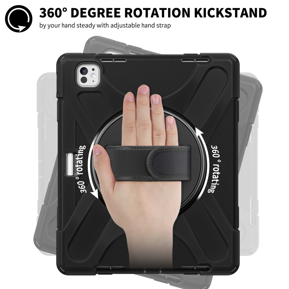 Strap Tartós hibrid borító pánttal iPad Pro 13 (2024) - Fekete