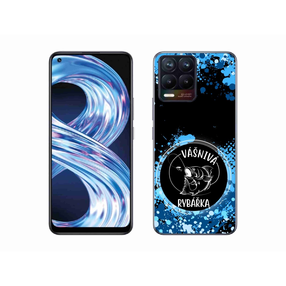 Gél borító mmCase a Realme 8 4G-n - szenvedélyes halásznő fekete háttérrel