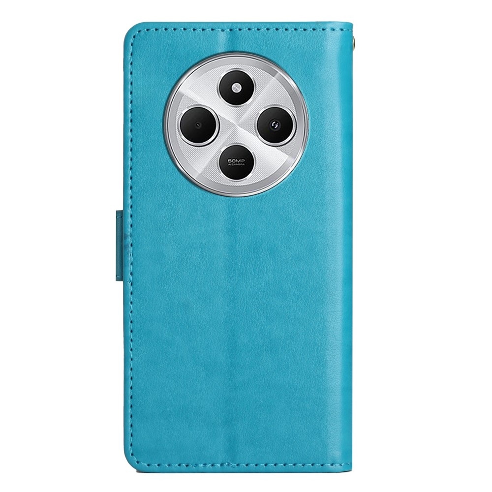 Virágok könyv tok Xiaomi Redmi 14C/Poco C75-hez - kék