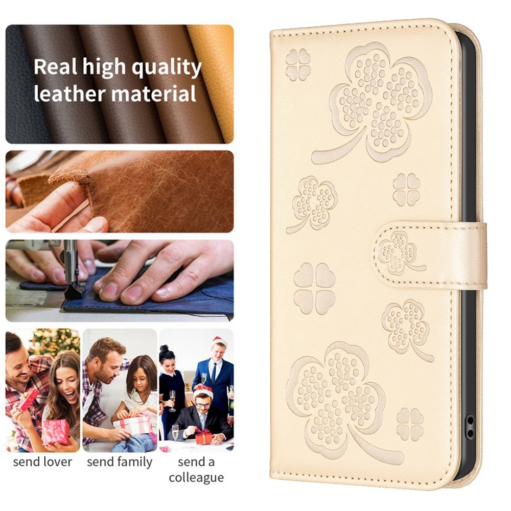 Clover könyv tok Samsung Galaxy A56 5G-hez - arany színű