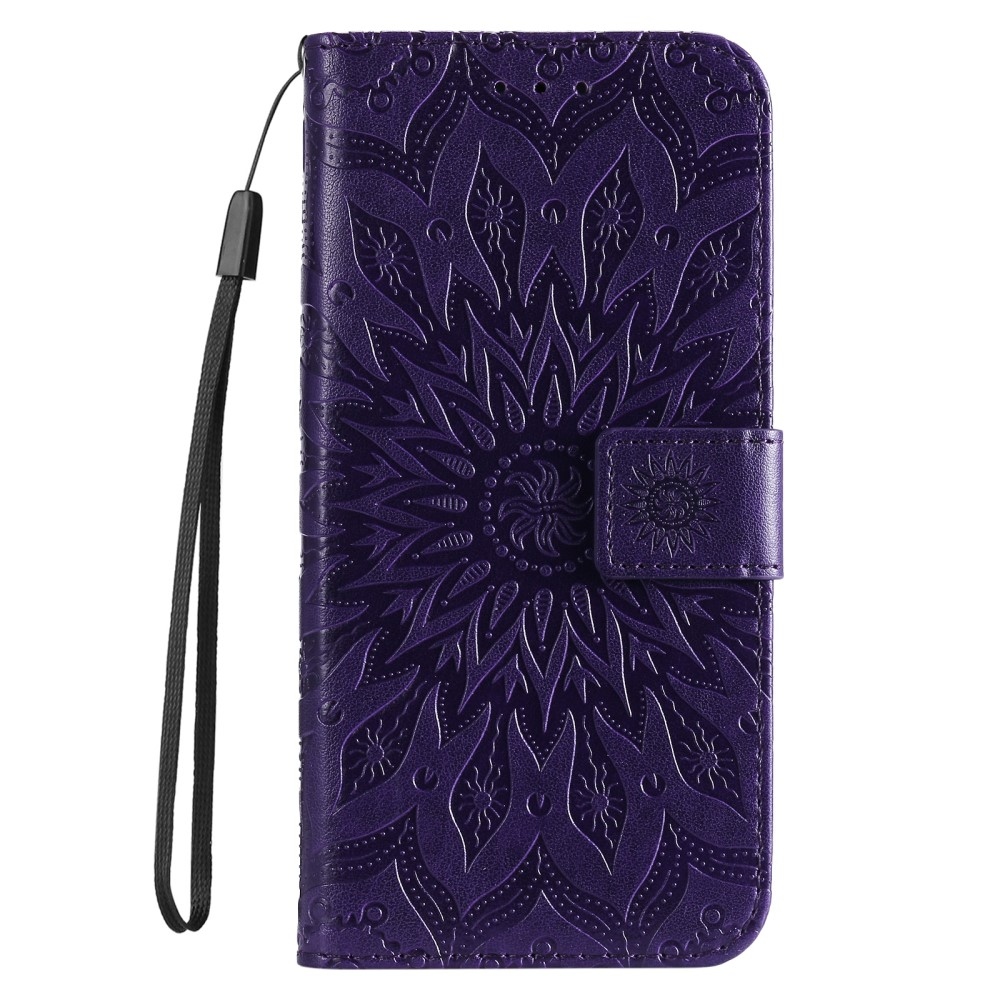 Napraforgó könyv tok Xiaomi Redmi Note 14 5G - sötét lila