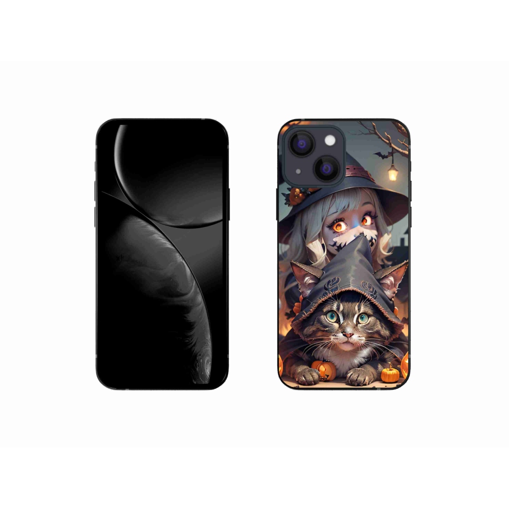 Gél borítás mmCase iPhone 13 mini készülékhez - boszorkány macskával