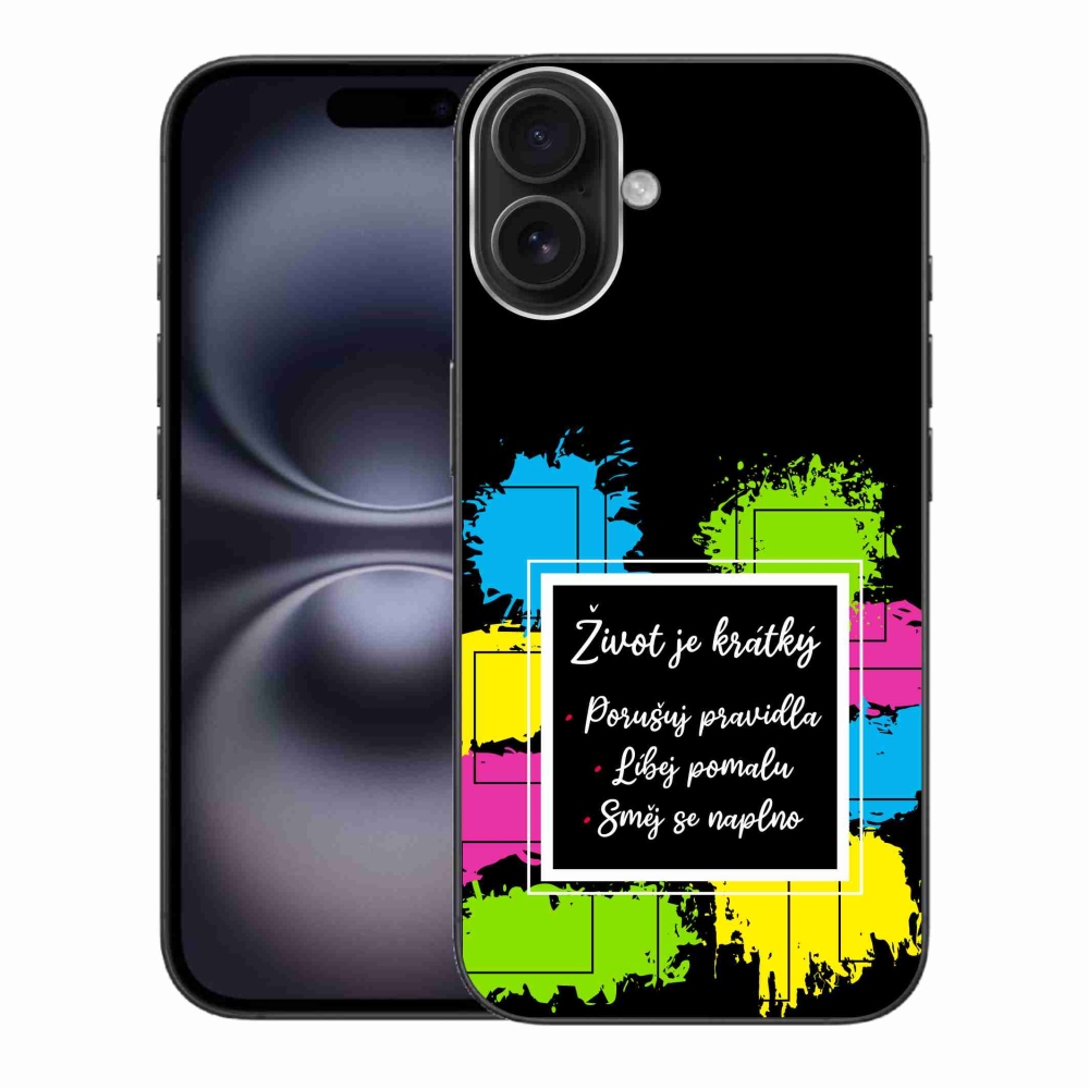 Zselés borítás mmCase iPhone 16 Plus készülékhez - idézet 5 fekete háttér