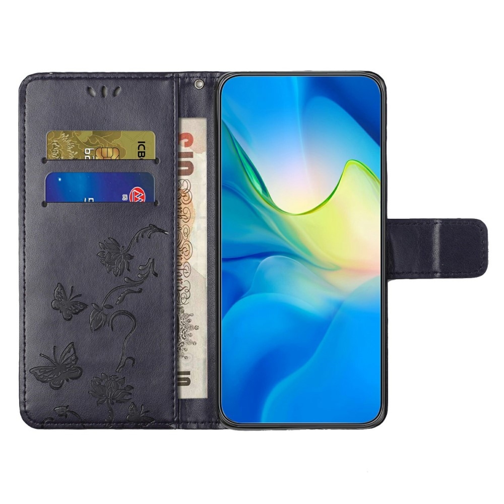 Virágos könyvtáska Samsung Galaxy A26 5G - sötétlila