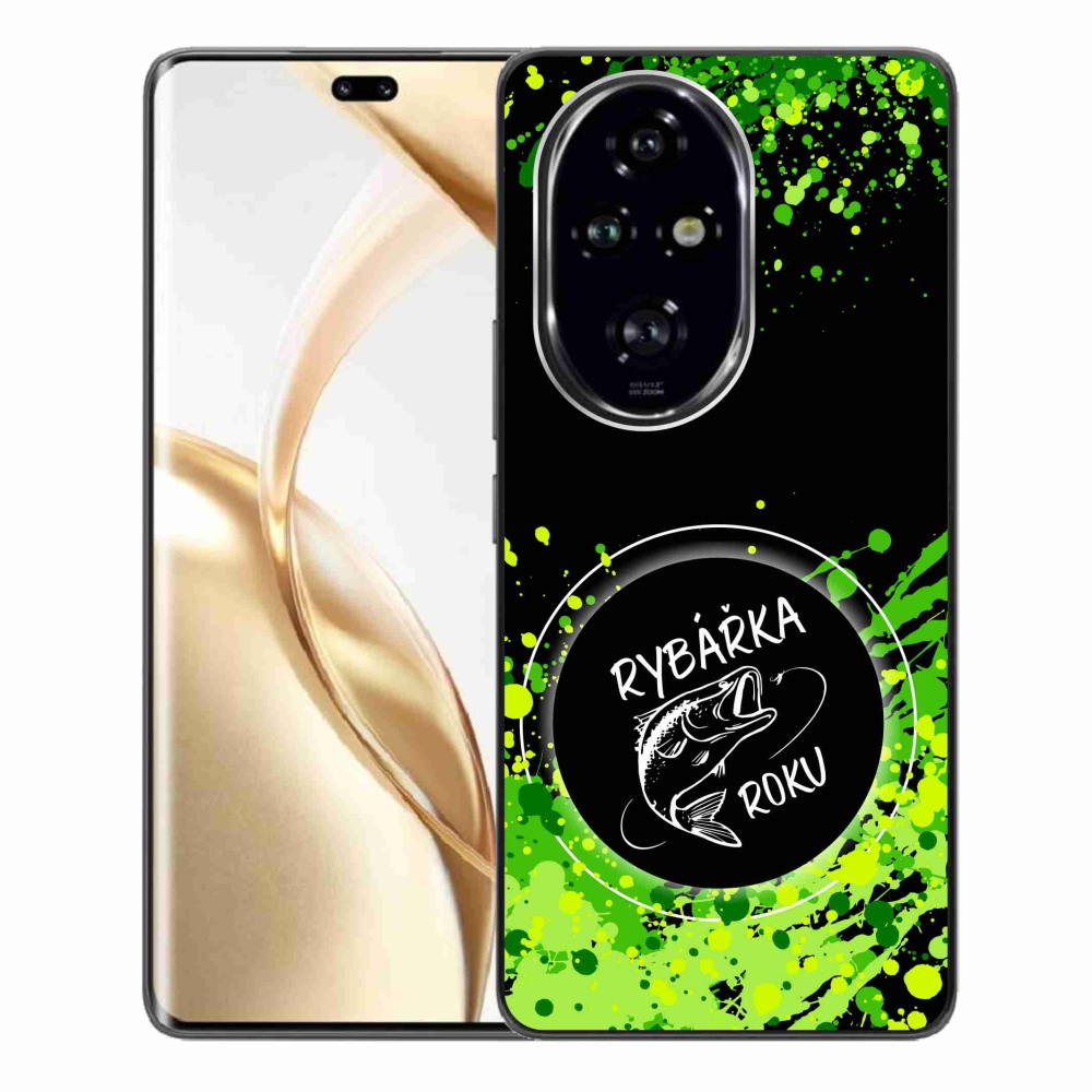 Zselés borító mmCase a Honor 200 Pro 5G számára - az év horgásza fekete háttérrel