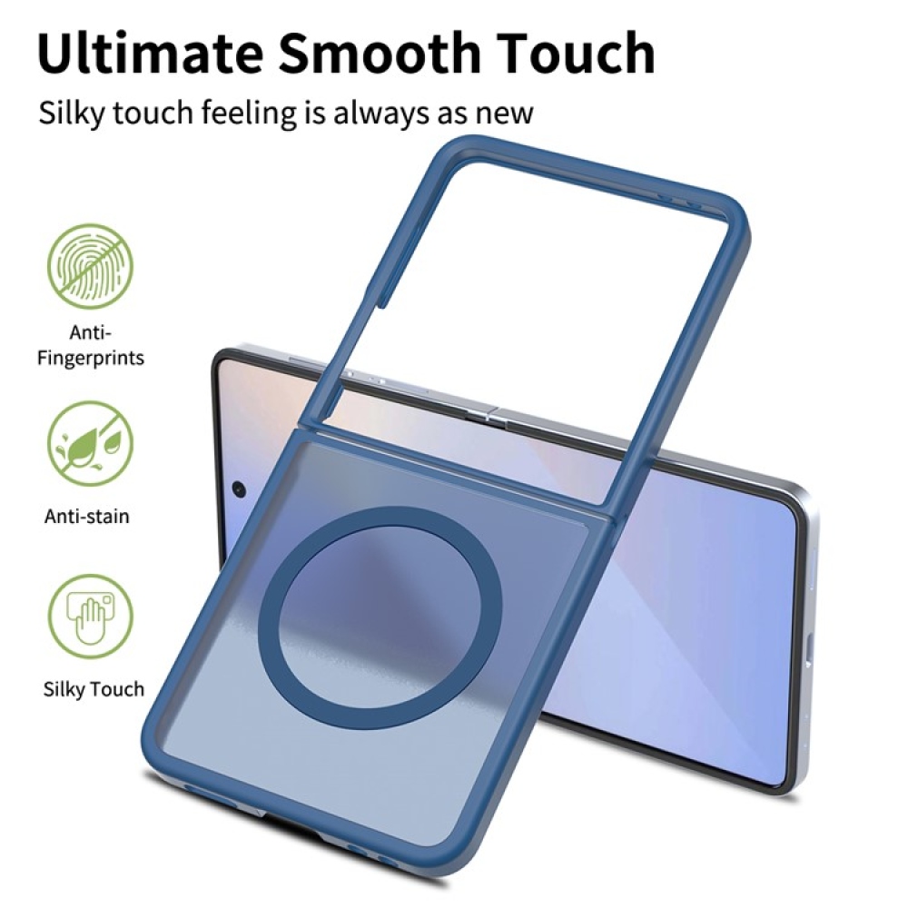Bőr zselés tok szilárd hátlappal és MagSafe támogatással Samsung Galaxy Z Flip7 5G készülékhez - kék