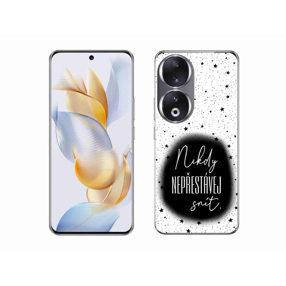 Zselés borító mmCase a Honor 90-hez - idézet 1 fekete-fehér háttérrel