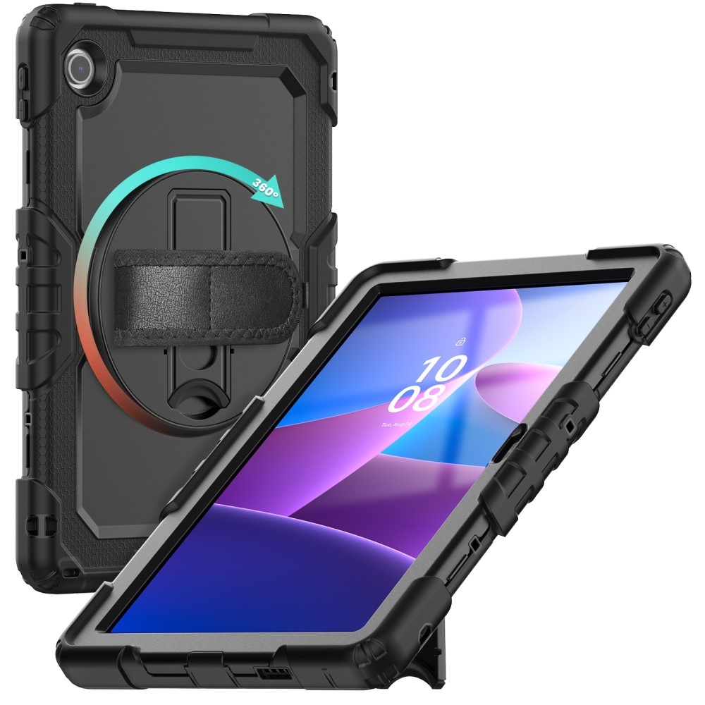 Strap Tartós borító kéztartóval és vállpánttal Lenovo Tab 10.1 (2025) - Fekete