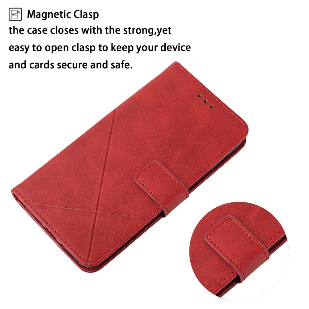 Vonalas könyv tok Xiaomi Redmi Note 14 5G-hez - piros