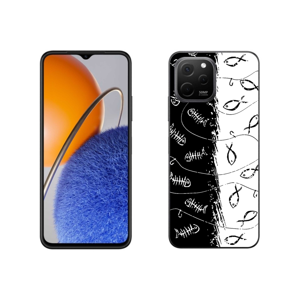 Gél borító mmCase a Huawei Nova Y61 készülékhez - csontvázak és halak
