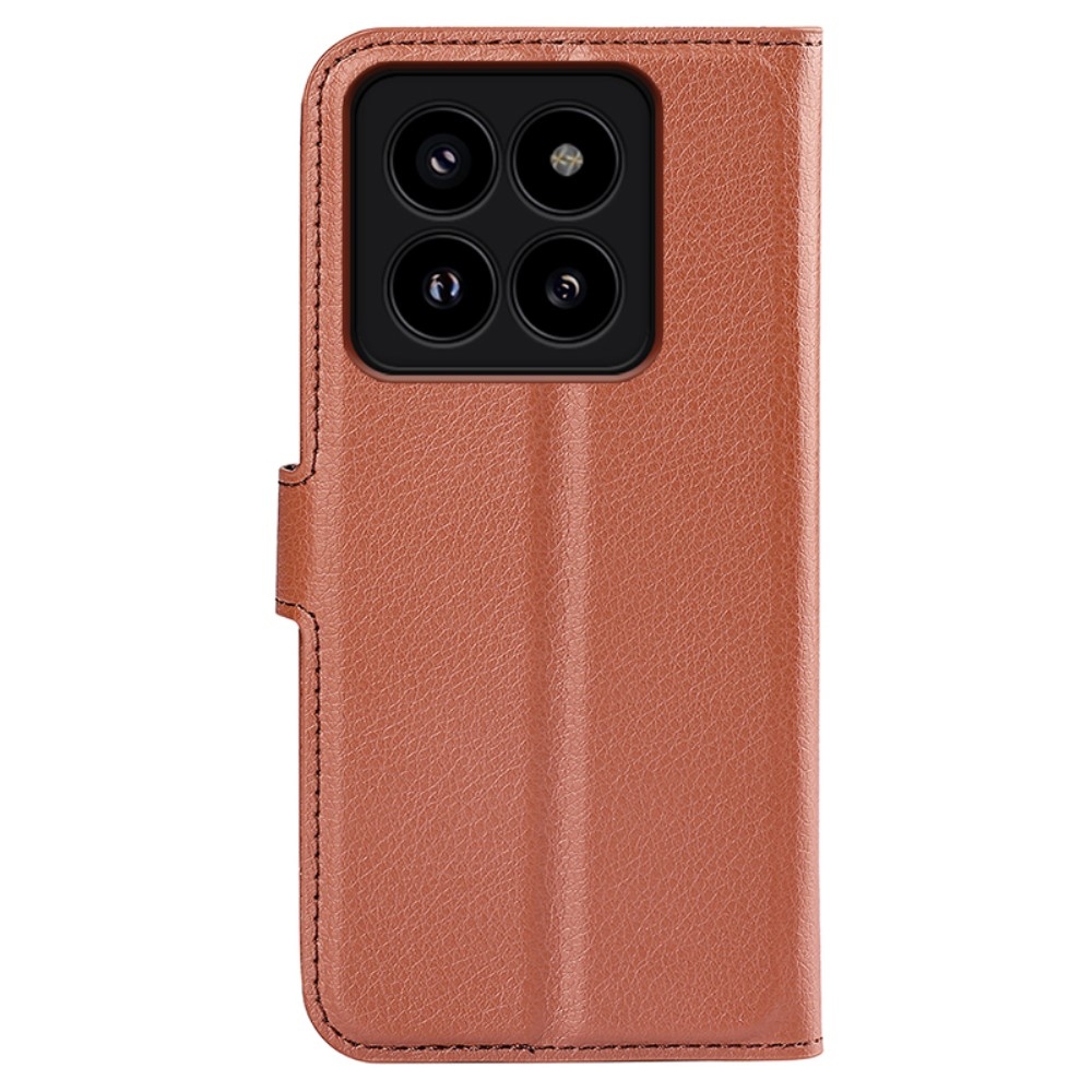 Litchi könyv tok a Xiaomi 14 Pro-hoz - barna