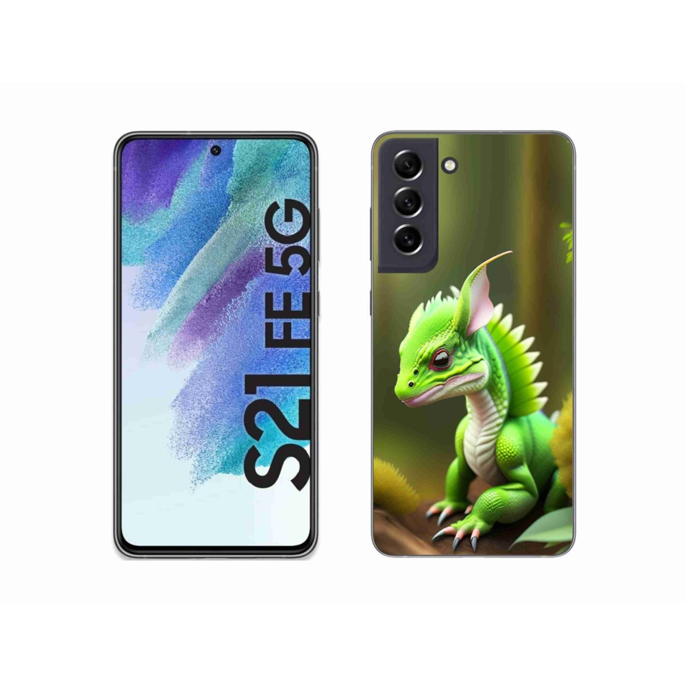 Zselés borítás mmCase Samsung Galaxy S21 FE 5G - zöld sárkányhoz