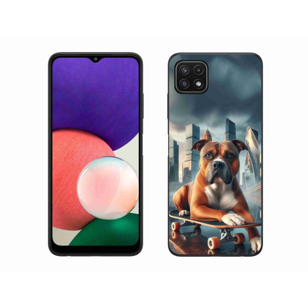 Zselés borítás mmCase Samsung Galaxy A22 5G - kutya gördeszkán