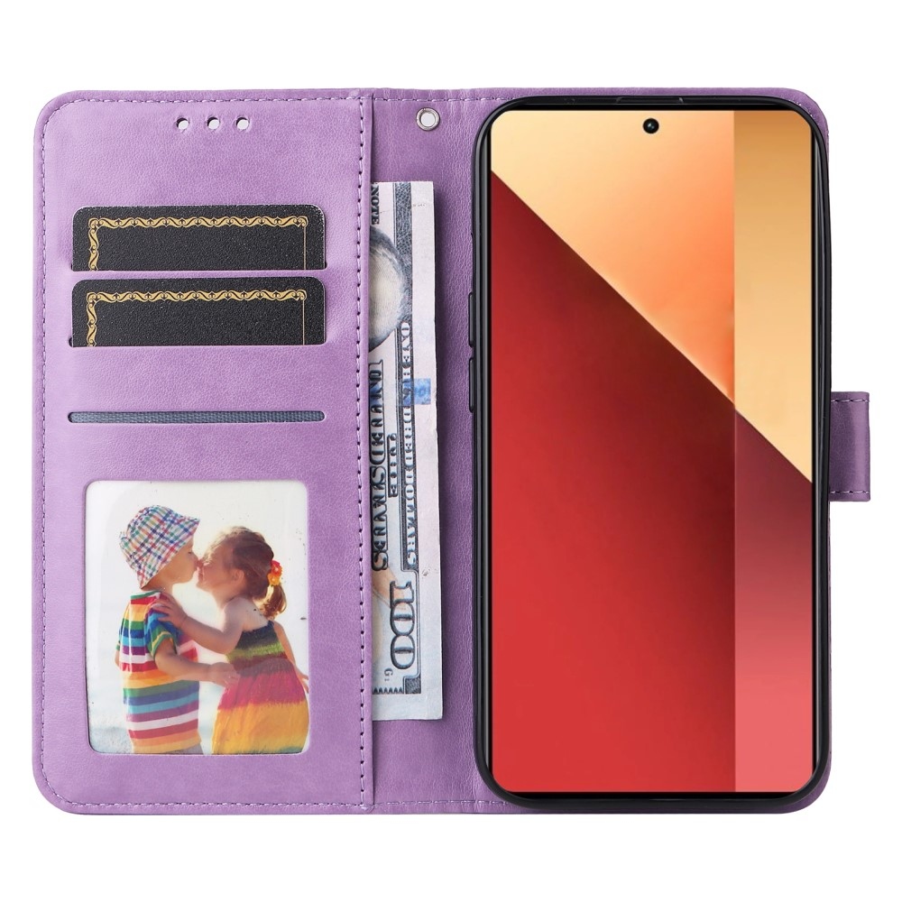Napraforgó könyv tok Xiaomi Redmi Note 14S/Note 13 Pro 4G/Poco M6 Pro - lila