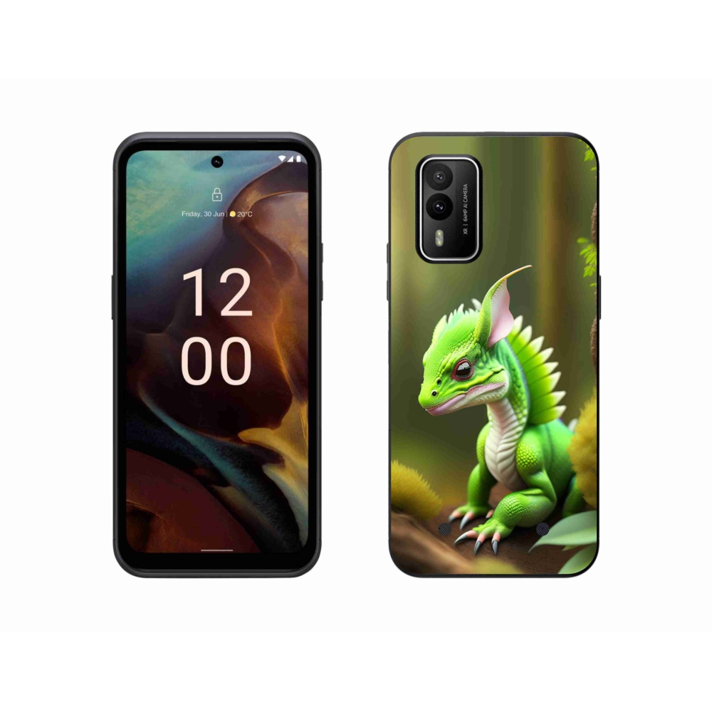 Zselés borítás mmCase a Nokia XR21 készülékhez - zöld sárkány