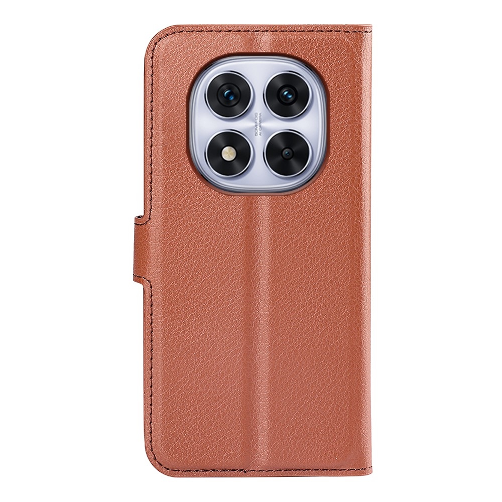 Litchi könyv tok a Xiaomi Redmi Note 14 Pro 5G/Poco X7 5G számára - barna