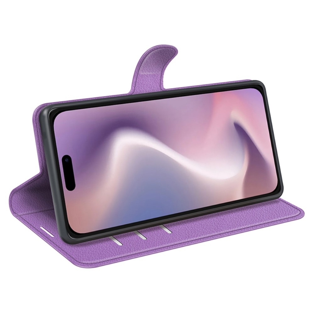 Litchi könyvtáska iPhone 16 Pro készülékhez - lila