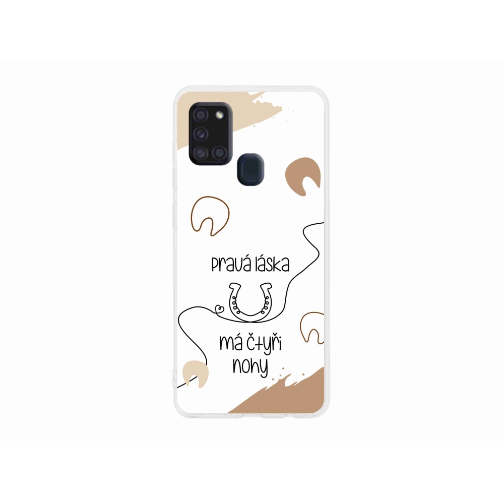 Gél borítás mmCase Samsung Galaxy A21s készülékhez - ló motívum fehér háttér