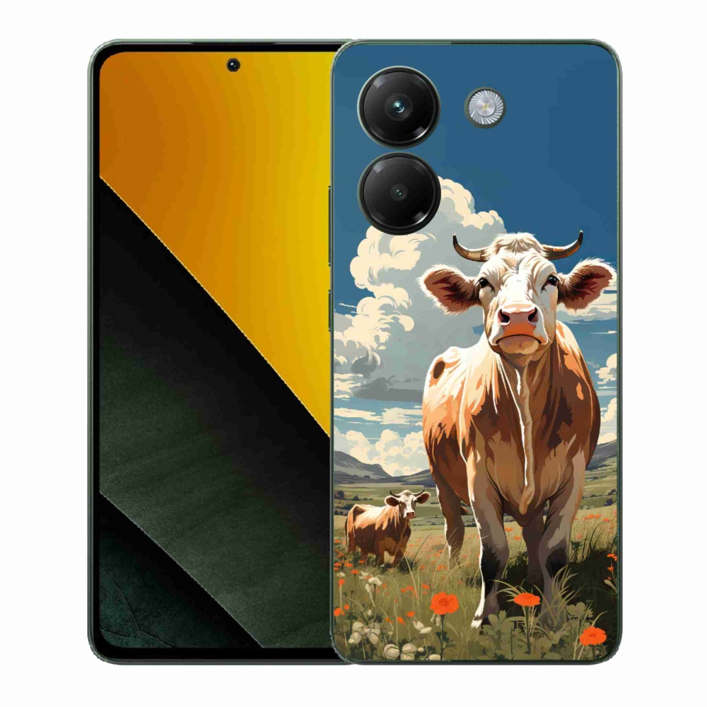 Gél borítás mmCase a Xiaomi Poco M7 Pro 5G számára - tehenek a réten