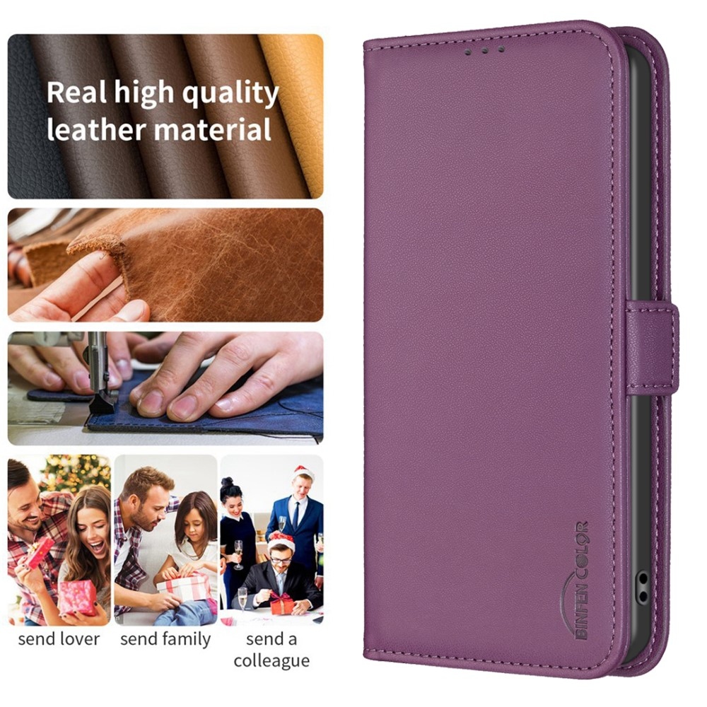 BNF könyv tok Xiaomi Redmi 13 4G/Poco M6 4G - sötétlila színben