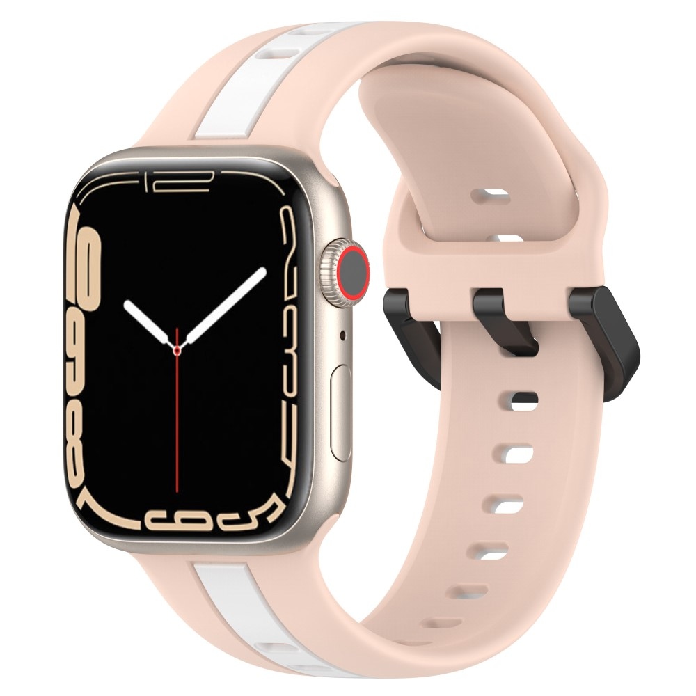 Szíj szilikon szíj Apple Watch Ultra/Ultra 2 49mm/SE/SE 2022/2023 44mm/9/8/7 45mm/6/5/4 44mm/3/2/1 42 mm - rózsaszín/fehér