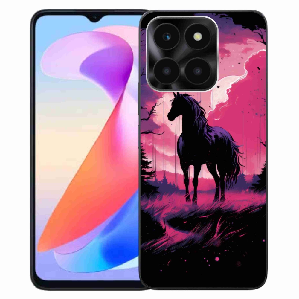 Zselés borítás mmCase a Honor X6a számára - fekete rajzfilm ló 1
