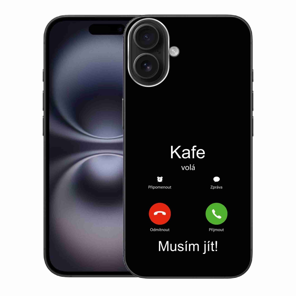 Zselés borítás mmCase iPhone 16 Plus készülékhez - kávé hívó fekete háttér