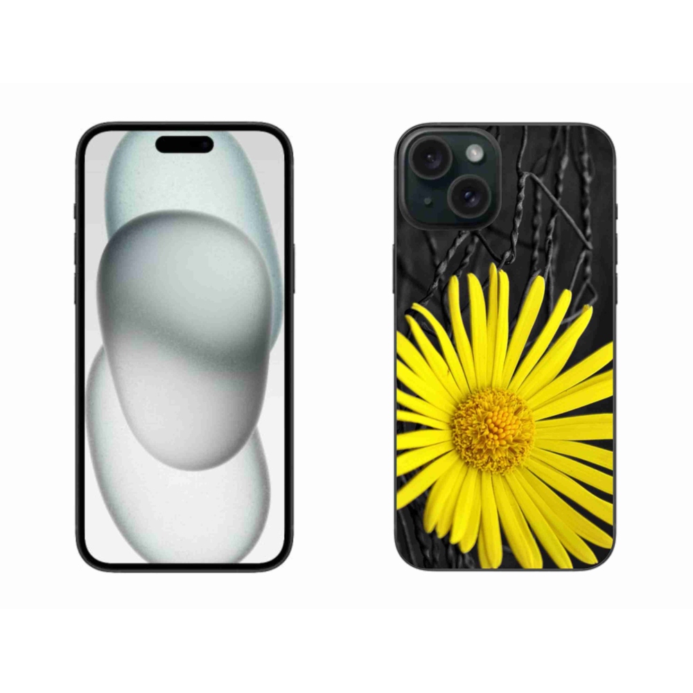 Gél védőhuzat mmCase iPhone 15 Plus készülékhez - sárga virág